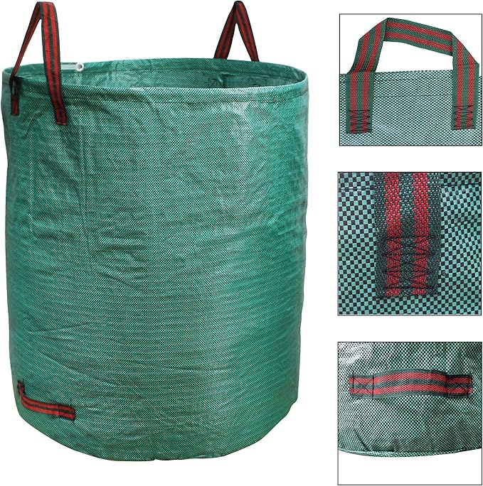 PHYEX Professional 4-Pack 132 Gallon Gardening Bags for Lawn Yard, Extra Large Reusable Leaf Bags, Waste and Trash Container