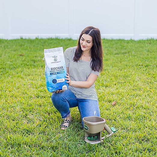 LakeDew Biochar Lawn Fertilizer 16‑0‑8 – Moisture Retention & Microbial Boost – Fix New Construction or Sandy Soils – Eco‑Friendly, Covers 2,500‑6,000 sq ft (19.6lb)