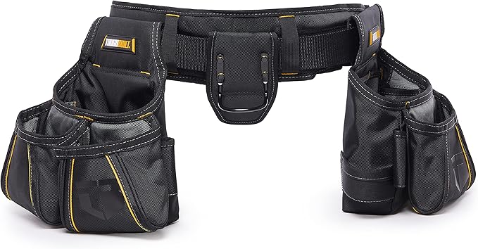 ToughBuilt - Carpenter Tool Belt with Pockets and 2 Hammer Holders - Heavy Duty, Deluxe Premium Quality, Durable - Adjustable Size - TB-303-4