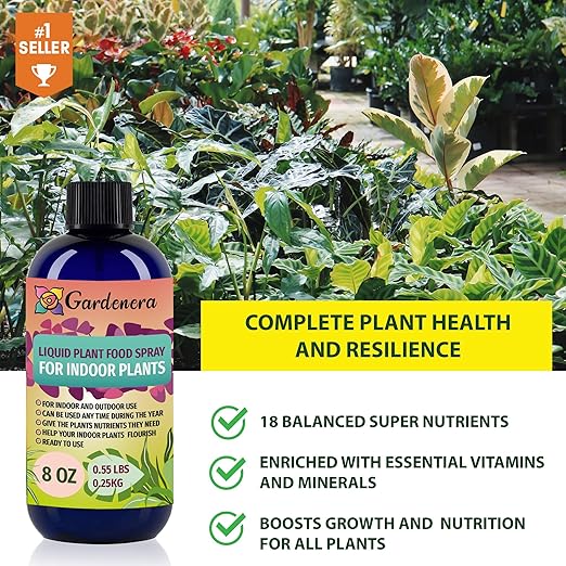 Gardenera Plant Growth Superfood for Indoor Plants with Essential Vitamins & Minerals - Organic Plant Food Fertilizer - Micro-Fungi and Bio-Organisms for Indoor Plant Care & Growth Enhancement - 32oz