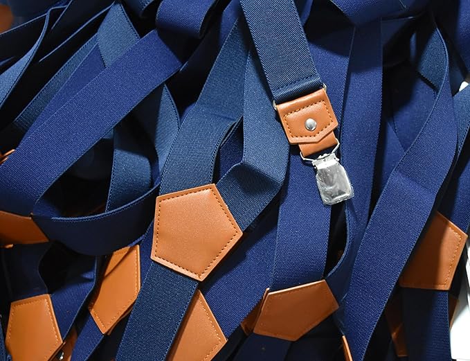 Suspenders for Men Y Back Adjustable Elastic with Strong Clips 47 Inches