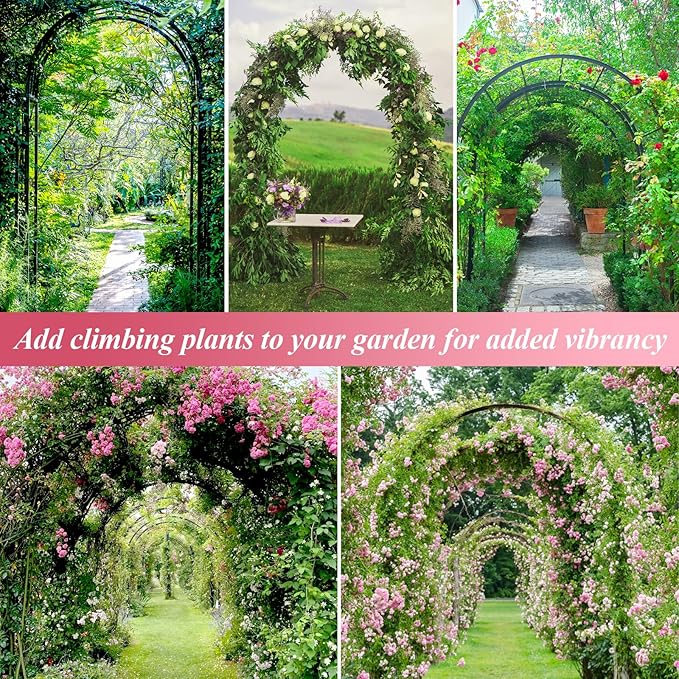 Thickened Tube Garden Arch Trellis - 4.6ft Wide x 7.9ft High or 7.6ft Wide x 6.4ft High - Garden Trellis for Climbing Plants, Stable Garden Arbor, Wedding Arch Decorations, Birthday Party Decoration