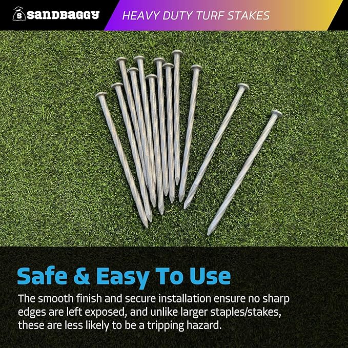 Sandbaggy 6" Heavy Duty Galvanized Artificial Turf Stakes - Spiral Landscape Nails - Ground Spikes/Pins for Synthetic Grass, Lawn, Edging, Weed Barrier Fabric, Garden (6 inch - Heavy Duty, 100, Count)