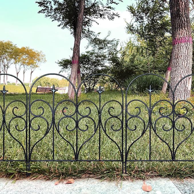Decorative Garden Fence 32 in (H) x 10 ft (L) Outdoor Rustproof Metal Dog Pet Fence Animal Barrier, Garden Fencing Panel Border for Yard Patio Flower Bed