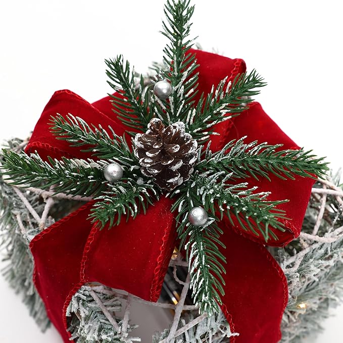LuxenHome Set of 3 Lighted Gift Boxes, Battery Operated Forsted Faux Cedar Branch Boxes for Xmas, Lawn, Porch, Under Tree Indoor, Outdoor Christmas Decorations