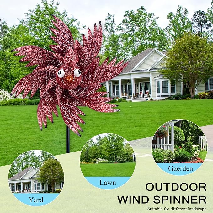 Wind Spinner Outdoor Metal Bird Decor Wind Spinner for Yard Lawn & Garden Decoration, 42 Inch