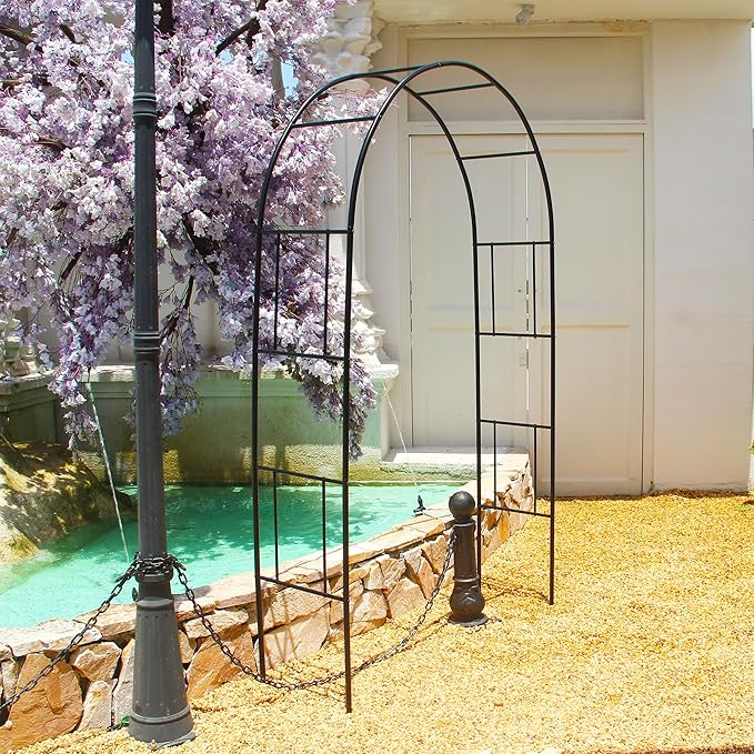 Metal Pergola Arbor Trellis, 7 Feet High x 4 Feet Wide, Garden Arch for Various Climbing Plant Wedding Garden Lawn Backyard Arch Bridal Party Decoration Arbor