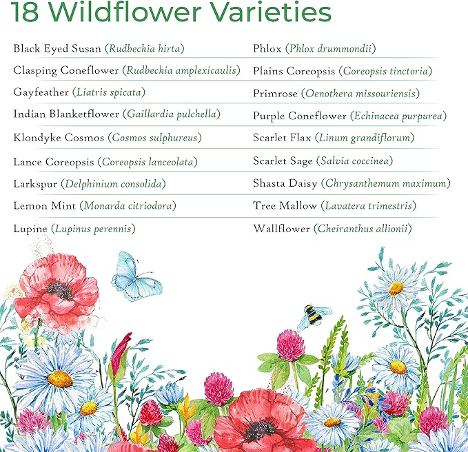 Created By Nature Georgia Wildflower Seed Mix, 18 Flower Varieties, 35,000 Seeds
