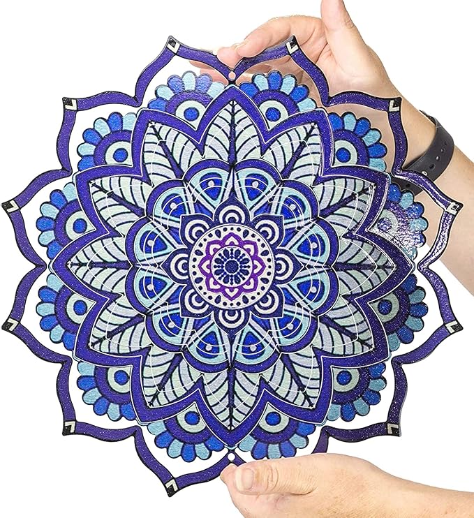 VP Home - Mandala Kinetic Wind Spinner - Hanging Garden Decor - Yard and Garden Metal Spinner - Wind Sculptures Ideal for Outdoor - Spinning Lawn Ornaments - Art Kinetic Sculpture (Purple)