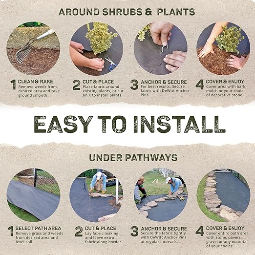 Dewitt Pro-5 Weed-Barrier Woven Landscape Fabric, 5 oz, Black, 3' x 250' - Heavy-Duty Growth Control, Water & Nutrient Permeable Ground Cover for Gardens, Pathways & Commercial Landscaping