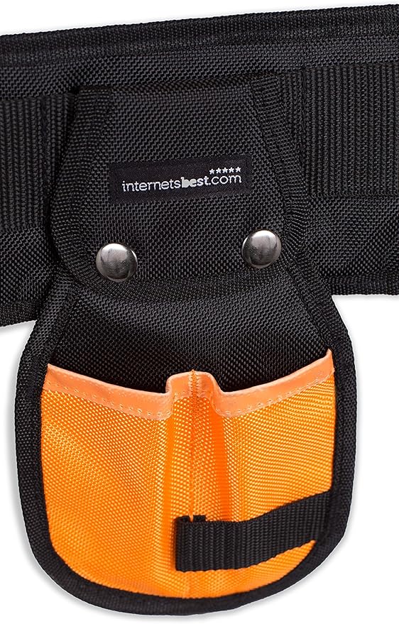 Internet’s Best Tool Belt Carpenter Apron - 10 Pockets - Quick Release Work Belt with Utility Pouch - Handyman Rig - Removable Bags
