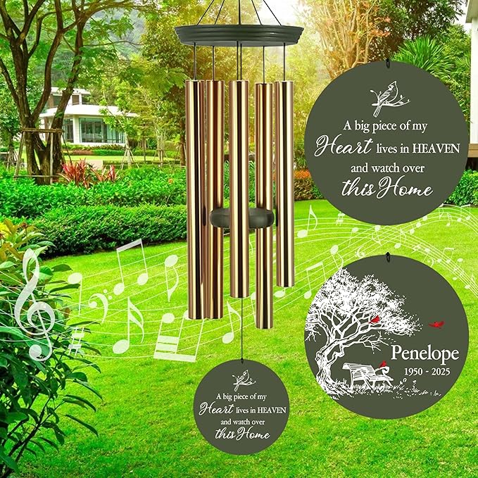 ASTARIN Personalized Wind Chimes Memorial, 30/36 in Cardinal Memorial Wind Chimes, Life Tree Custom Sympathy Gifts in Loving Memory of Mom/Dad, Wind Chime for Loss of Loved Ones(Produced in USA)