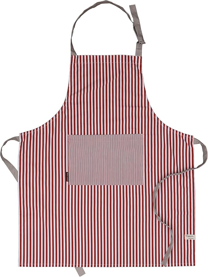 AMOUR INFINI Cotton Aprons for Women with Pockets Adjustable Strap and Waist Ties Washable Printed Aprons for Baking, Cooking, Gardening (27.5 x 33 Inches - Rust)