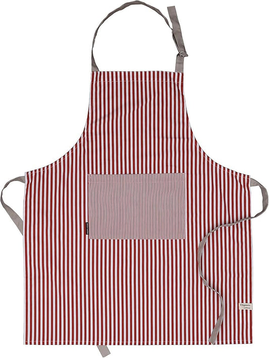 AMOUR INFINI Cotton Aprons for Women with Pockets Adjustable Strap and Waist Ties Washable Printed Aprons for Baking, Cooking, Gardening (27.5 x 33 Inches - Rust)