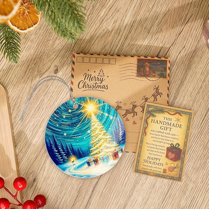 Golden Christmas Tree Night Ornament – Starry Night Decor – Christmas Tree Ornament – Christmas Ornament 2025 - White Elephant Gifts - Xmas Tree Funny Decoration