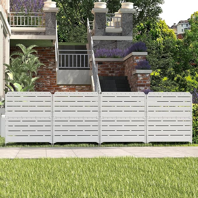 HOMSPARK Fence Privacy Screen Decorative Garden Fence Panels Multi-Purpose, No Dig Animal Barrier Fence Air Conditioner Fence Panels for Outside Yard Patio Pool, 45.7" W x 52" H, 1 PCs, White