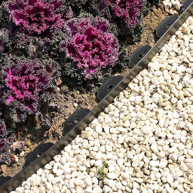 1.5 Inch Garden Edging Border 100FT, Plastic Edging for Landscaping with 120pcs Spikes