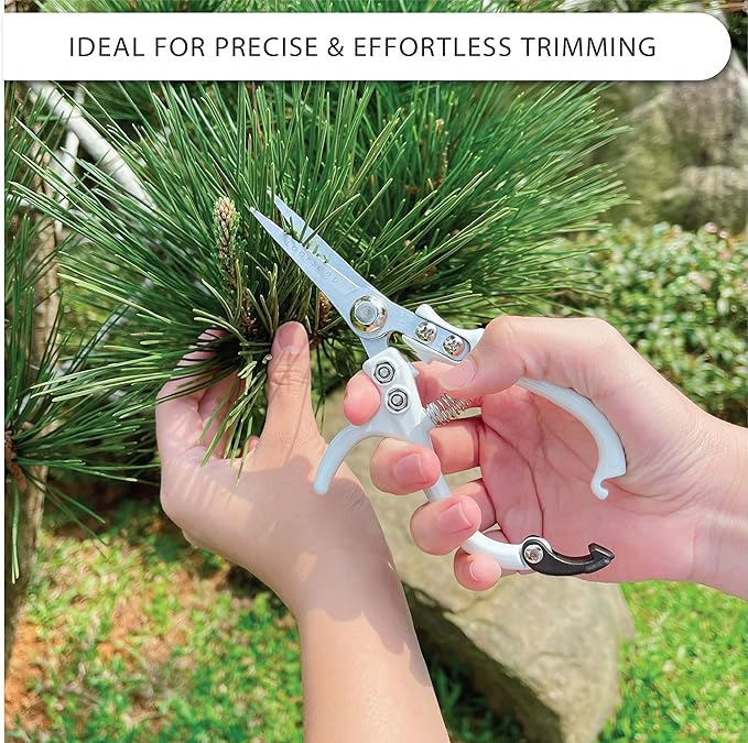 Plant Pruning Shears with Vegan Leather Sheath Garden Trimming Scissors with Belt Holster Bonsai Trimmers Herb Snips Flower Clippers Garden Tools 2 Piece Bundle (White & Black)