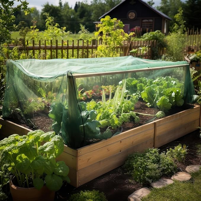 Green DIY Mosquito Net Fabric | 10x50 FT Netting | Insect Cover for Garden, Patio, Outdoor & Windows | Multiple Sizes in Black, White & Green | Raised Bed Screen Mesh Barrier