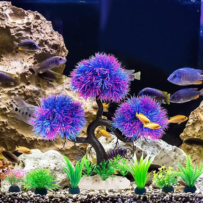 Fish Tank Aquarium Decorations Artificial Plastic Plants Bonsai Tree & Grass Goldfish Betta Hides Accessories