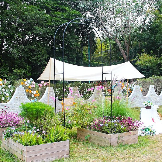 Pergola Arbor Metal+PE Coated, 7.9 Ft H x 4 Ft W, Assemble Freely 3 Sizes, for Outdoor Flower Garden Arch Trellis, Garden Wide Arbor for Climbing Plants, Wedding Bridal Party Decoration
