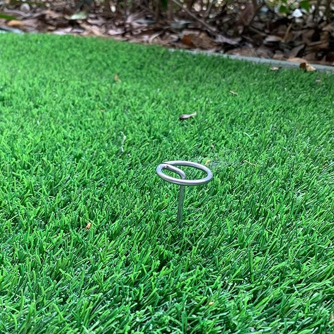 Palmhomee Garden Staples Anti-Rust Galvanized Garden Stakes Circle Top Landscape Pins Ground Cover Fabric Stakes Securing Lawn Fabric Weed Barrier (6 inches - 100 Pieces)