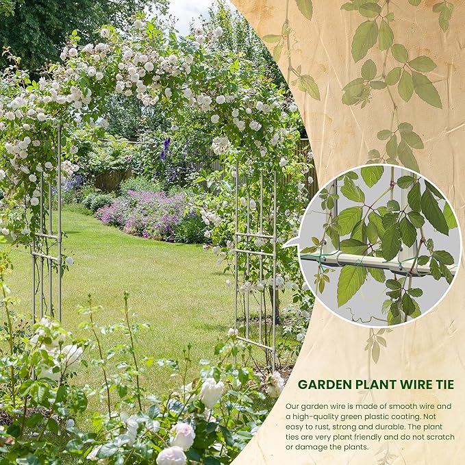 Olle Arbor Trellis for Climbing Plants - Outdoor Metal Arch, 95" High x 59" Wide, White