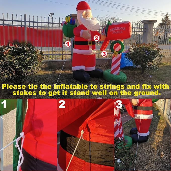 Lulu Home 8FT H Christmas Inflatable Decoration, Giant Blow Up Santa Presenting Gifts to A Mailbox, Xmas Inflatable Santa Blowups with Storage Bag for Winter Holiday Indoor Outdoor Decor
