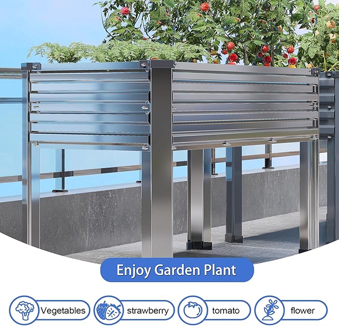 Galvanized Raised Garden Bed with Legs,2PCS 48×18×30in Elevated Planter Box for Backyard,Outdoor Garden, Patio, Balcony, 300lb Capacity,Sliver