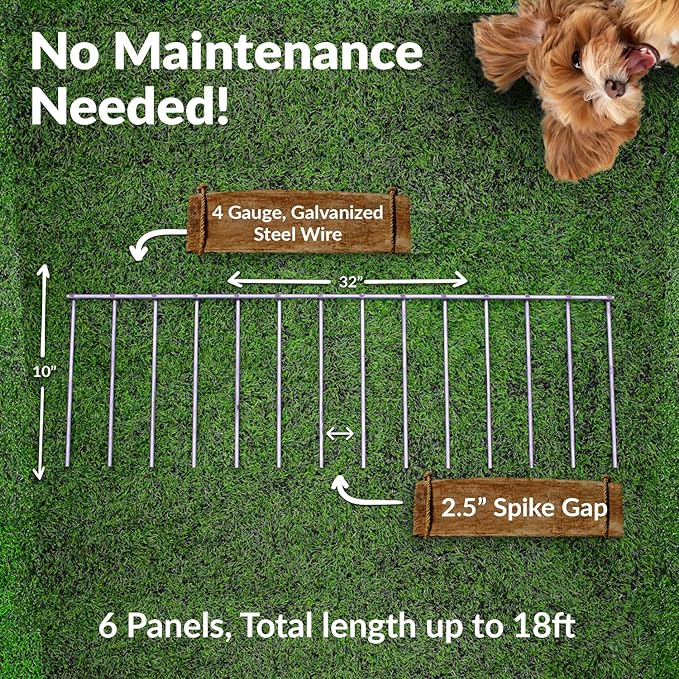 Dig Defence Original Animal Barrier Fence - Large Decorative Garden Fence, Outdoor No Dig Fence for Dogs and Rabbits, Yard and Patio - 32”(L) x 10”(H), 6 Pack