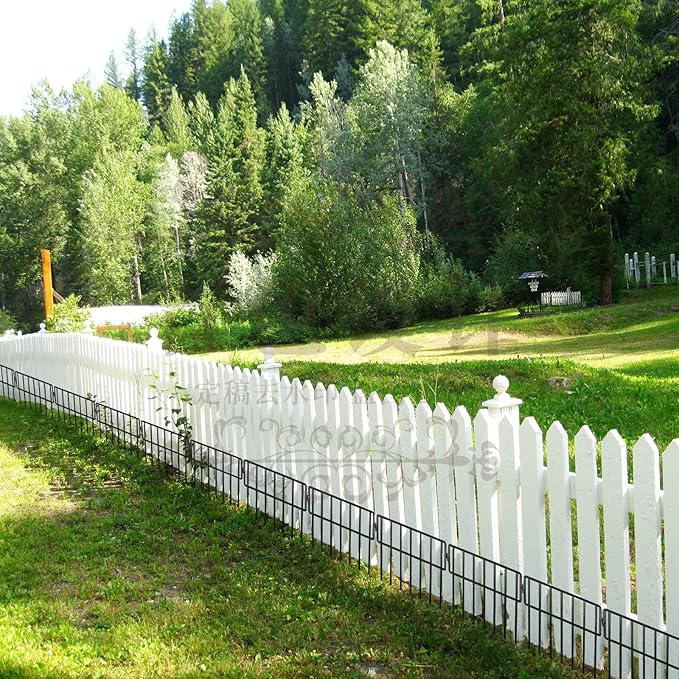 Adavin Black Animal Barrier Fence-24 Pack 12 in(L)X 15 in(H) No Dig Garden Decorative Fence 1.5" gap Rustproof Metal Dig Deterrent Panel Border for Dog Rabbits Ground Stakes Outdoor Patio,Total 24 Ft