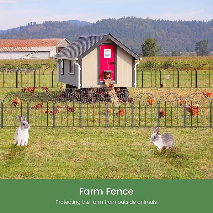 Black Garden Fences Animal Barrier, 12.55"*16.48" Garden Border Fencing, Rustproof Metal No Dig Fence for Dogs, Outdoor Fence, Dog Fencing for Patio, Flower Bed, Farm (Medium 10 Pcs)