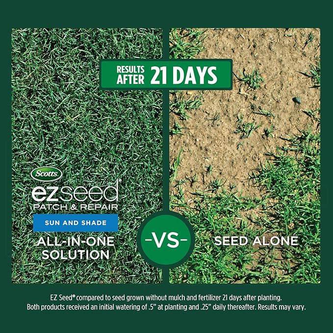 Scotts EZ Seed Patch & Repair Sun and Shade Mulch, Grass Seed, Fertilizer Combination for Bare Spots and Repair, 10 lb, 2 pk