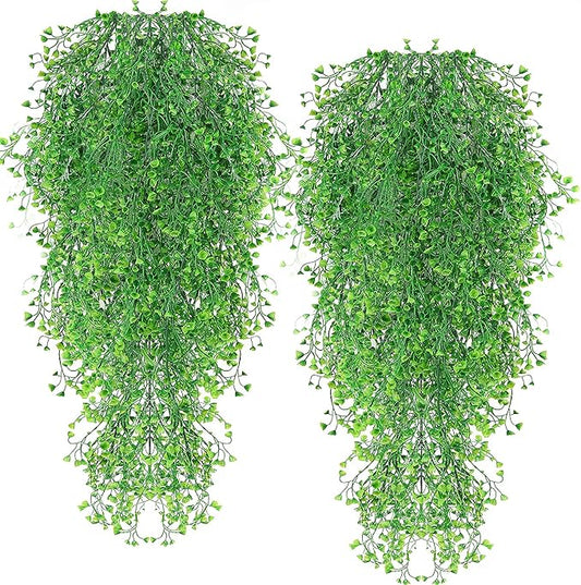 RECUTMS 4Pcs Artificial Hanging Plants Faux Hanging Greenery Ivy Decor Artificial Hanging Vines Plastic Plants for Indoor Outdoor Wall Home Garden Wedding Party Decor(Green 4P)