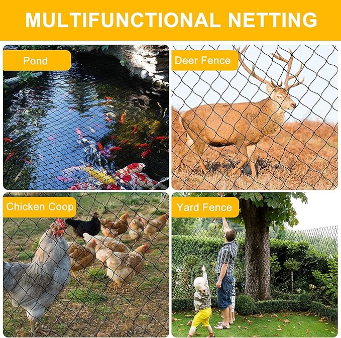 Bird Nets 25'x100' with 1" Mesh Nylon Poultry Netting Heavy Duty Aviary Net Chicken Coop Netting, Garden Netting Deer Fence for Fruit Tree Trellis Net