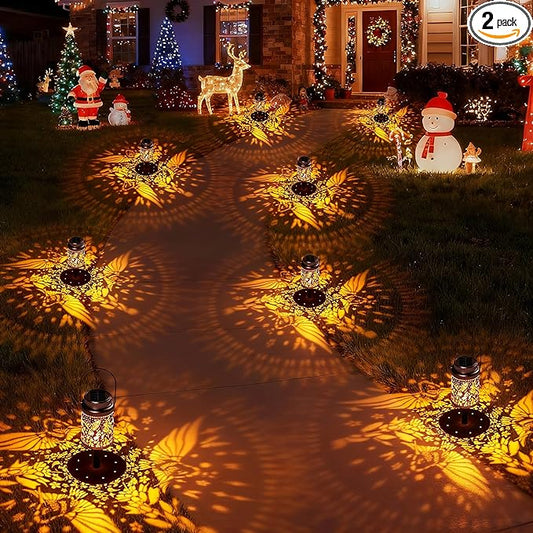 Cooo 2 Pack Solar Pathway Lights & Solar Lanterns Outdoor Waterproof Landscape Path Lights Christmas Lights Gifts for Women Mom Grandma for Garden Yard Patio Backyard Porch Decor- Gold Hummingbird
