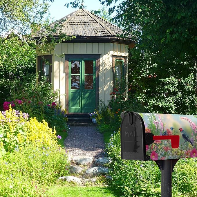 Spring Bird Flowers Mailbox Covers Magnetic Large Size 25.5x21 inch Summer Floral Mailbox Cover Oversized Colorful Farmhouse Mailbox Wrap Post Box Cover for Garden Outdoor Decor