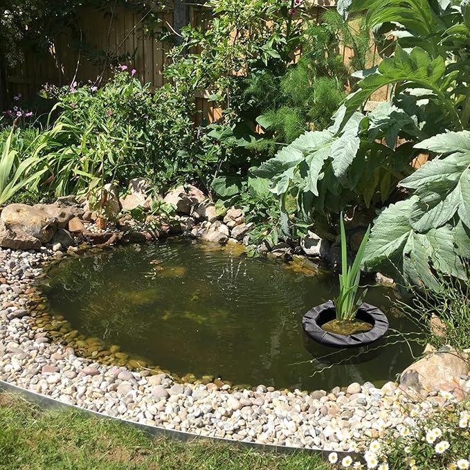 2pcs Floating Pond Planter Woven Fabric Floating Planters for Ponds Hydroponics Floating Planter for Ponds Water Features and Aquascape Decorations, Black (Oval)