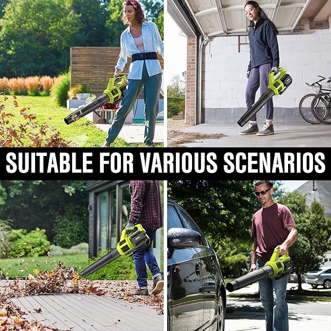 EWORK 21V Cordless Leaf Blower, Powerful Turbo Mode & 550 CFM, 2×3.0Ah Batteries & Fast Charger, Lightweight Electric Leaf Blowers for Lawn Care, Patio, Leaves & Dust