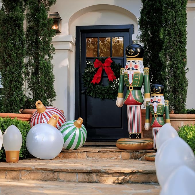 FUNBOY Giant Inflatable Light-Up Classic Christmas Ornaments, 3 Giant Sizes 24'', 22'' and 16.5'' Indoor/Outdoor (3 Pack)