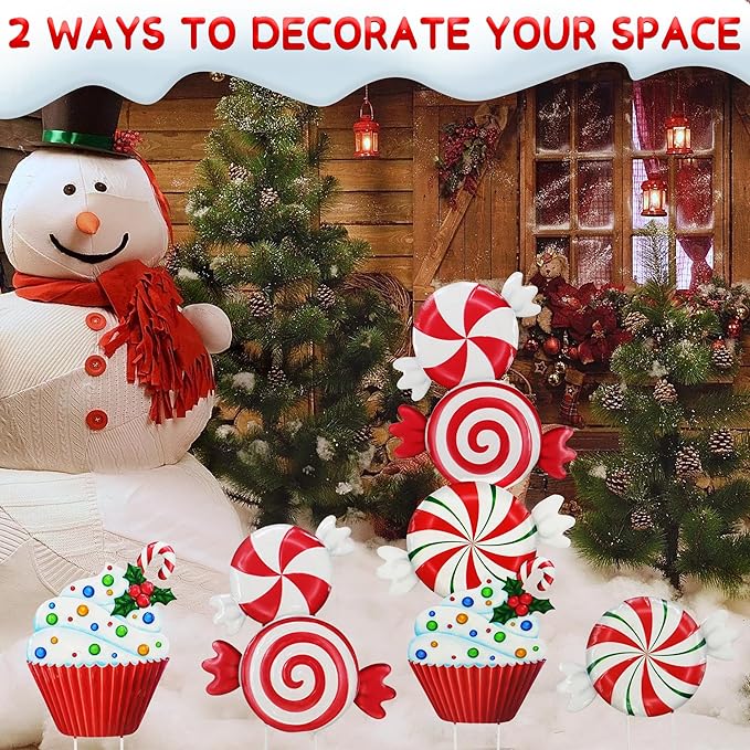 Christmas Outdoor Decoration, Courtyard Garden Wooden Stake Outdoor Decoration, Courtyard Gift Candies, Cakes, Desserts Fun Stacking Wooden Stakes, Lawn