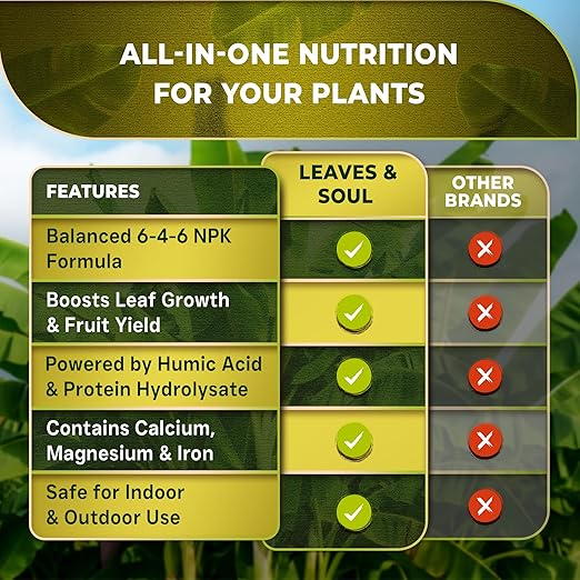 Leaves and Soul Professional Banana Tree Fertilizer Liquid Concentrate - 6-4-6 Blend for Fruit Tree Fertilizer, Garden - Liquid Plant Food for Banana Trees in Pots or Outdoors - 32oz
