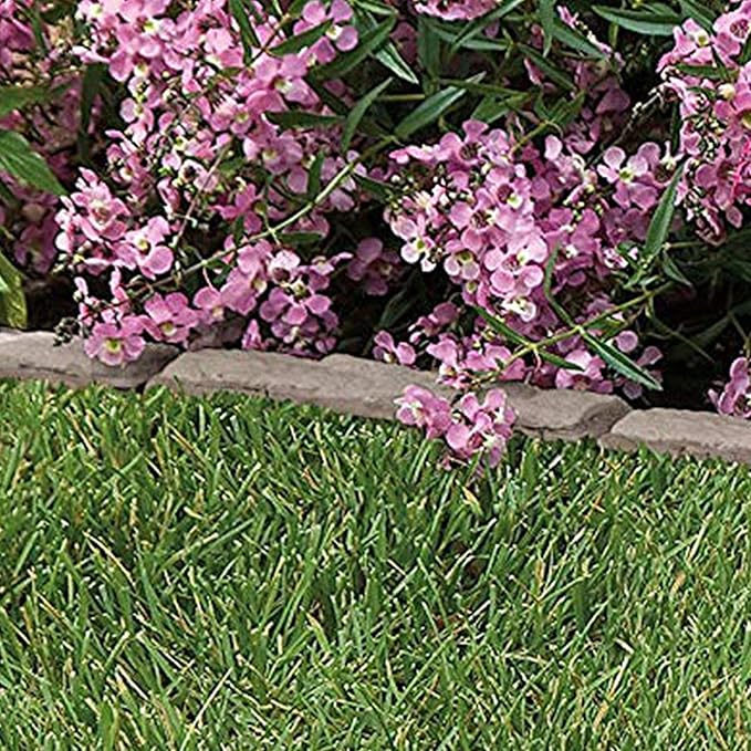 Suncast 3 Pack Quick Edge Resin Material 35 Inch Single Strip Natural Stone Lawn Border Edging for Patio, Gardening & Landscaping, Flagstone