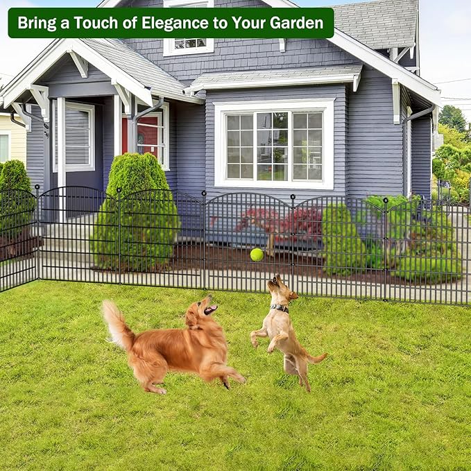 Decorative Garden Fence, 5 Panels - 32 in (H) x 11.8 ft (L) No Dig Dog Fence Outdoor for Yard, Rustproof Tall Garden Fencecing Panels, Animal Barrier Suitable for Yard Border, Patio, and Outdoor Use