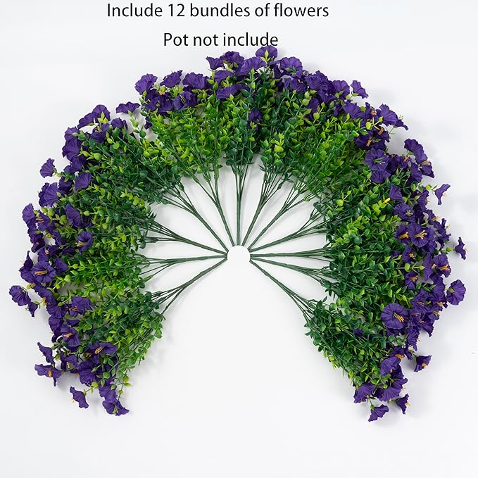 Artificial Flowers for Outdoor Indoor Garden Home Decoration, Faux Flower Daisy with Eucalyptus Leaves Fake Plants Greenery Boxwood Porch Patio, 12 Bundles