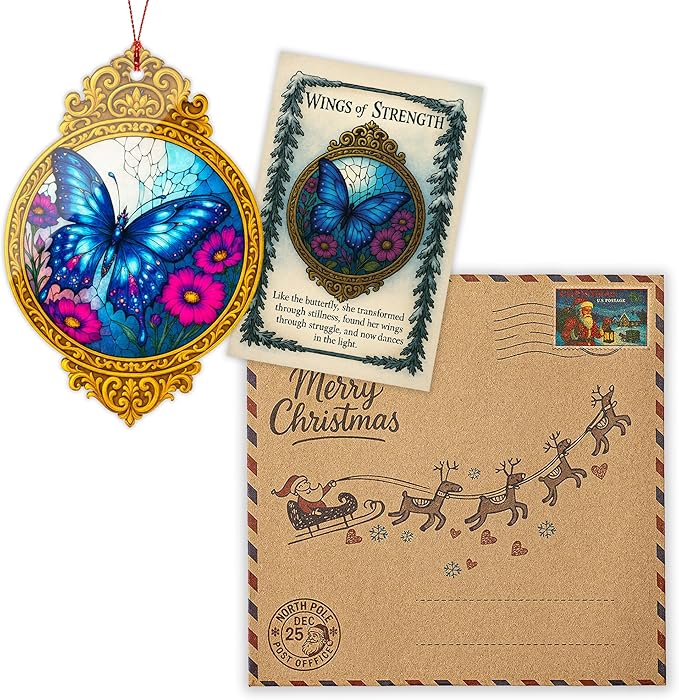 Christmas Ornament 2025 - Butterfly Gifts for Women, Christian Cross Christmas Ornament, Religious Christmas Ornaments, Beautiful Butterfly Ornaments for Christmas Tree