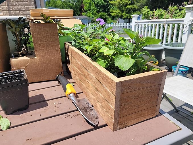 Handmade Cedar Wood Planter Box – Custom Small Indoor Outdoor Window Herb Box with Drainage Hole – Rustic Kitchen, Living Room, or Wedding Decor – Made in USA – Wood Flower or Plant Holder (24")