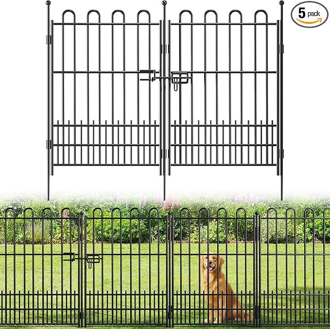 5 Panels Dog Fence Outdoor for Yard, 39.51in (H) x 11.54ft (L) Dog Fence for Garden