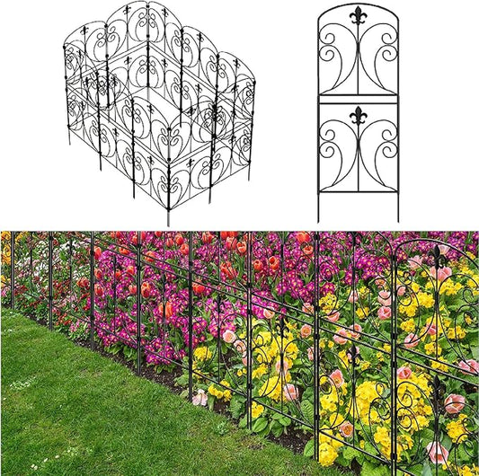 Decorative Garden Fence 15 Pack, 37.5in(H) x 16ft(L) Animal Barrier Fence, Rustproof Metal Fencing for Yard, Dog Rabbits Wire Section Garden Edging Border for Yard Patio Garden, Arched