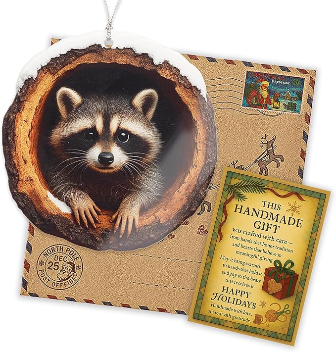Funny Christmas Ornaments - Raccon Gifts - Raccoon Christmas Ornaments - Animal Lovers Ornaments - Racoon Ornament - Christmas Ornament 2025 - White Elephant Gifts - Xmas Tree Funny Decoration